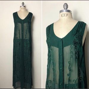 Forest green vintage sheer dress